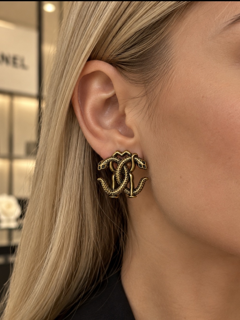 Roberto Cavalli Gold Snake Motif Clip-On Earrings